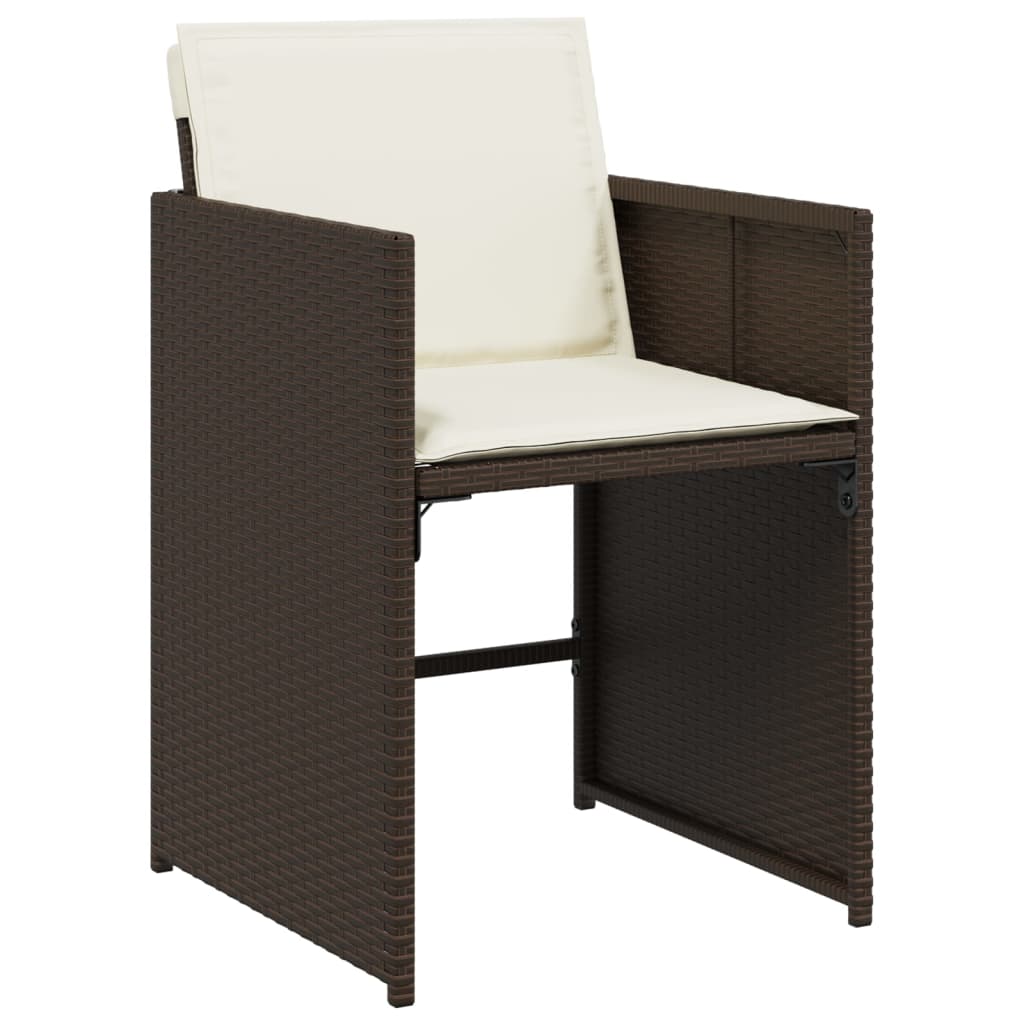 9 Piece Patio Dining Set with Cushions Brown Poly Rattan