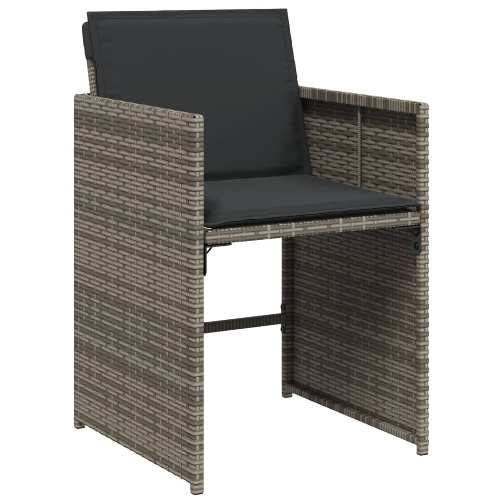 15 Piece Patio Dining Set with Cushions Gray Poly Rattan