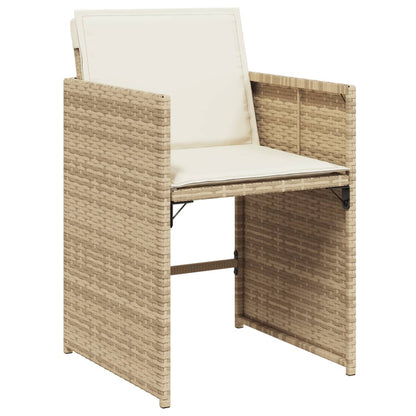 15 Piece Patio Dining Set with Cushions Beige Poly Rattan