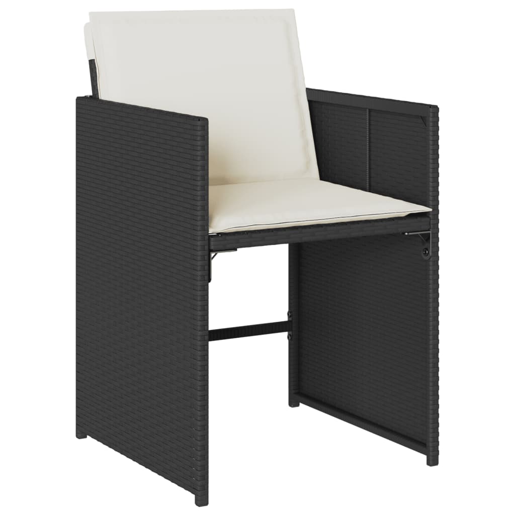 17 Piece Patio Dining Set with Cushions Black Poly Rattan