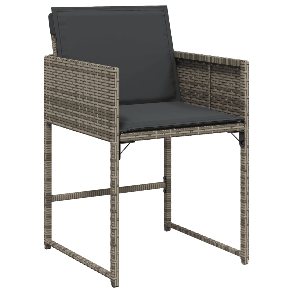 5 Piece Patio Dining Set with Cushions Gray Poly Rattan