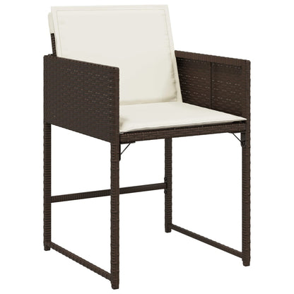 7 Piece Patio Dining Set with Cushions Brown Poly Rattan