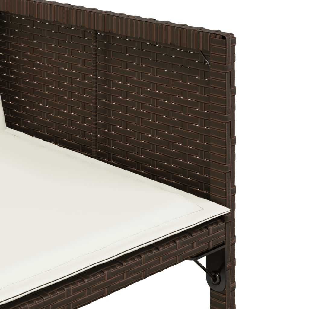7 Piece Patio Dining Set with Cushions Brown Poly Rattan