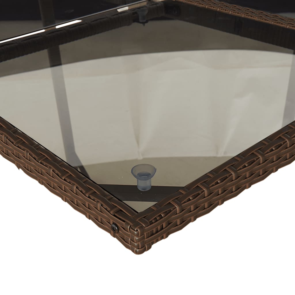 7 Piece Patio Dining Set with Cushions Brown Poly Rattan