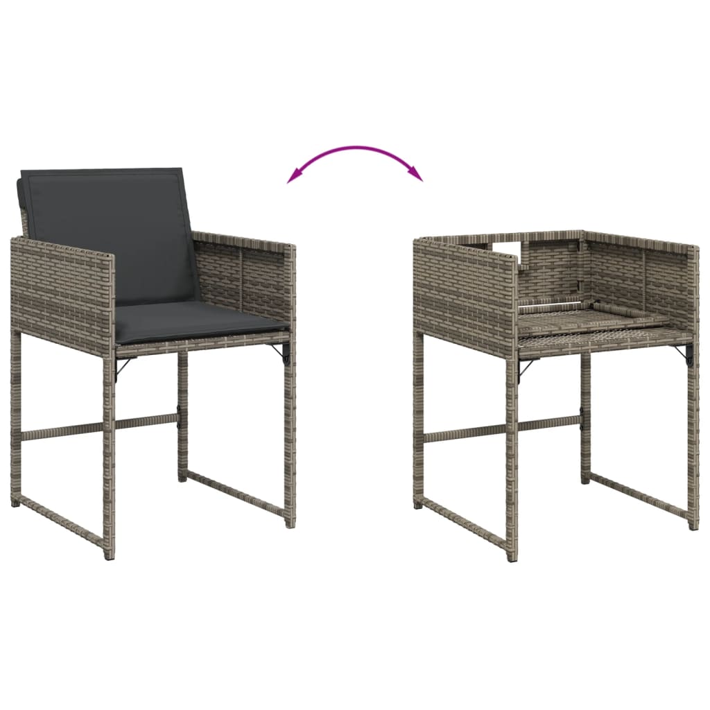 11 Piece Patio Dining Set with Cushions Gray Poly Rattan