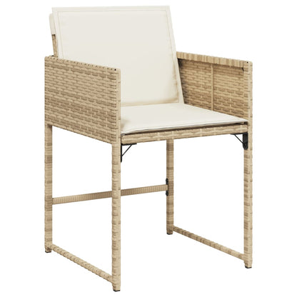 11 Piece Patio Dining Set with Cushions Beige Poly Rattan