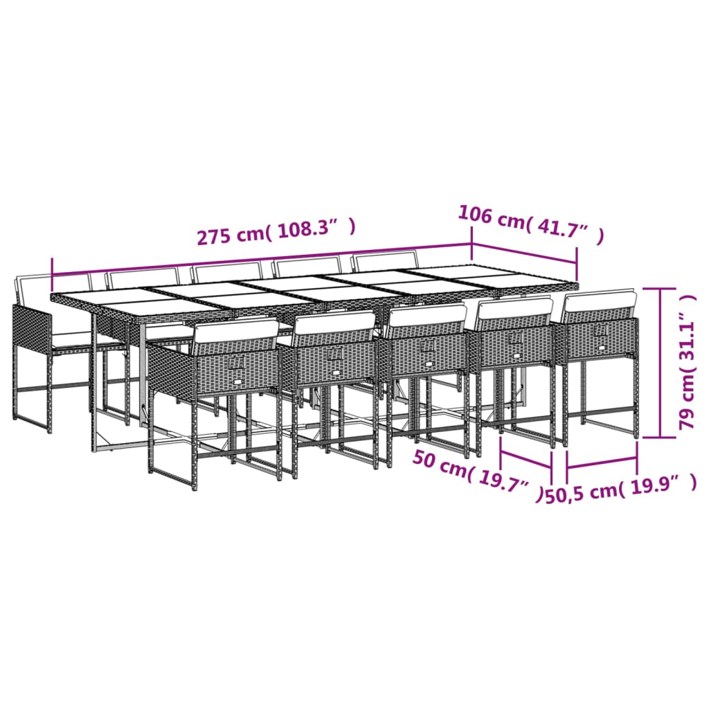 Garden Dining Set Grey, Brown, Dark Grey