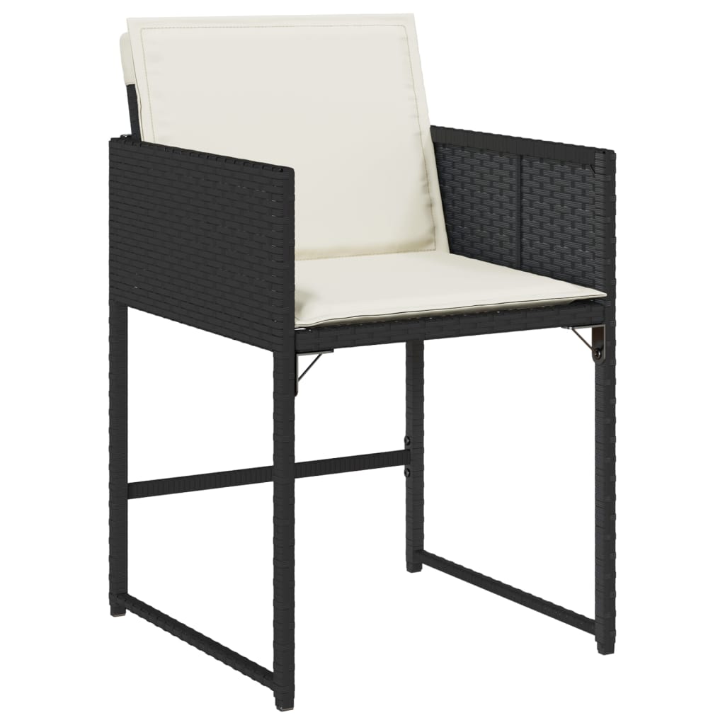 13 Piece Patio Dining Set with Cushions Black Poly Rattan