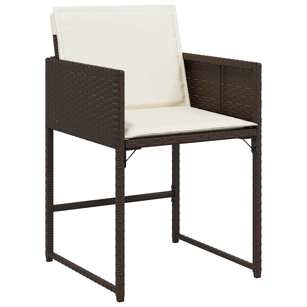9 Piece Patio Dining Set with Cushions Brown Poly Rattan