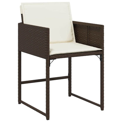9 Piece Patio Dining Set with Cushions Brown Poly Rattan
