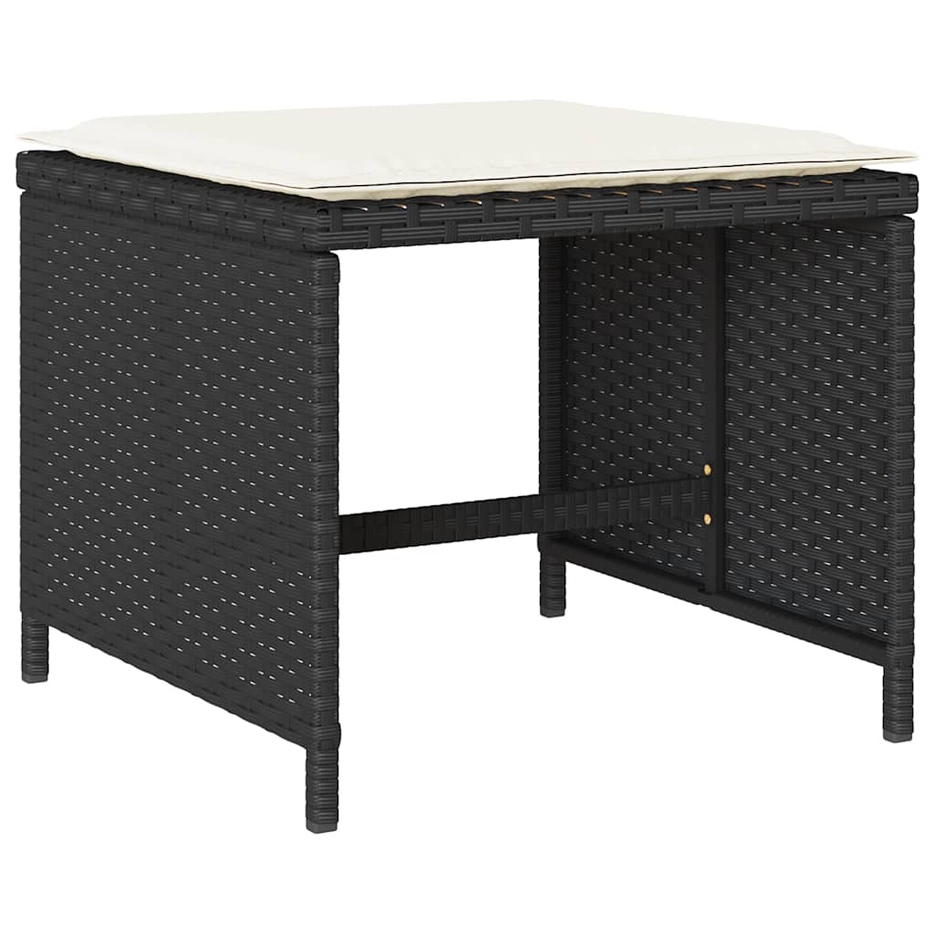13 Piece Patio Dining Set with Cushions Black Poly Rattan