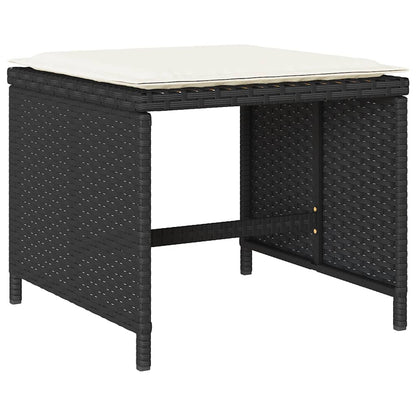 13 Piece Patio Dining Set with Cushions Black Poly Rattan