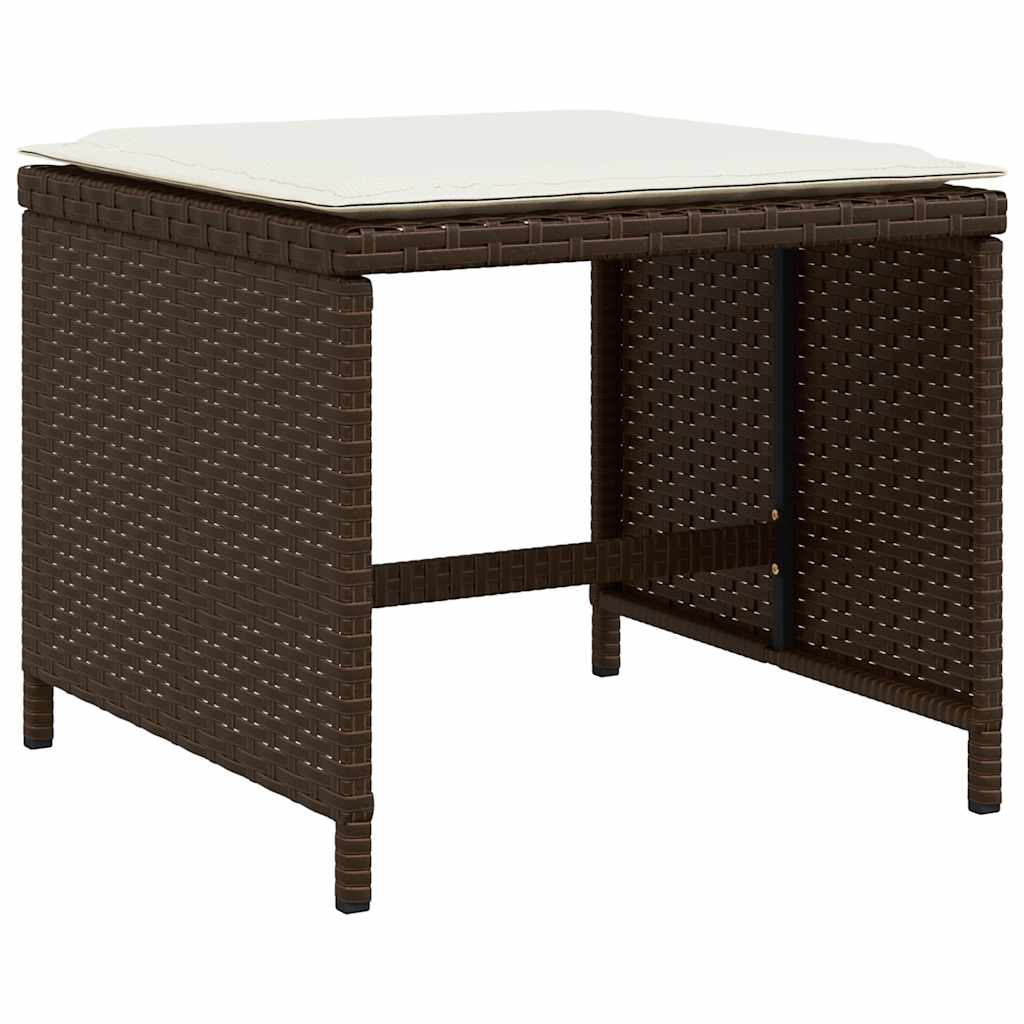 13 Piece Patio Dining Set with Cushions Brown Poly Rattan