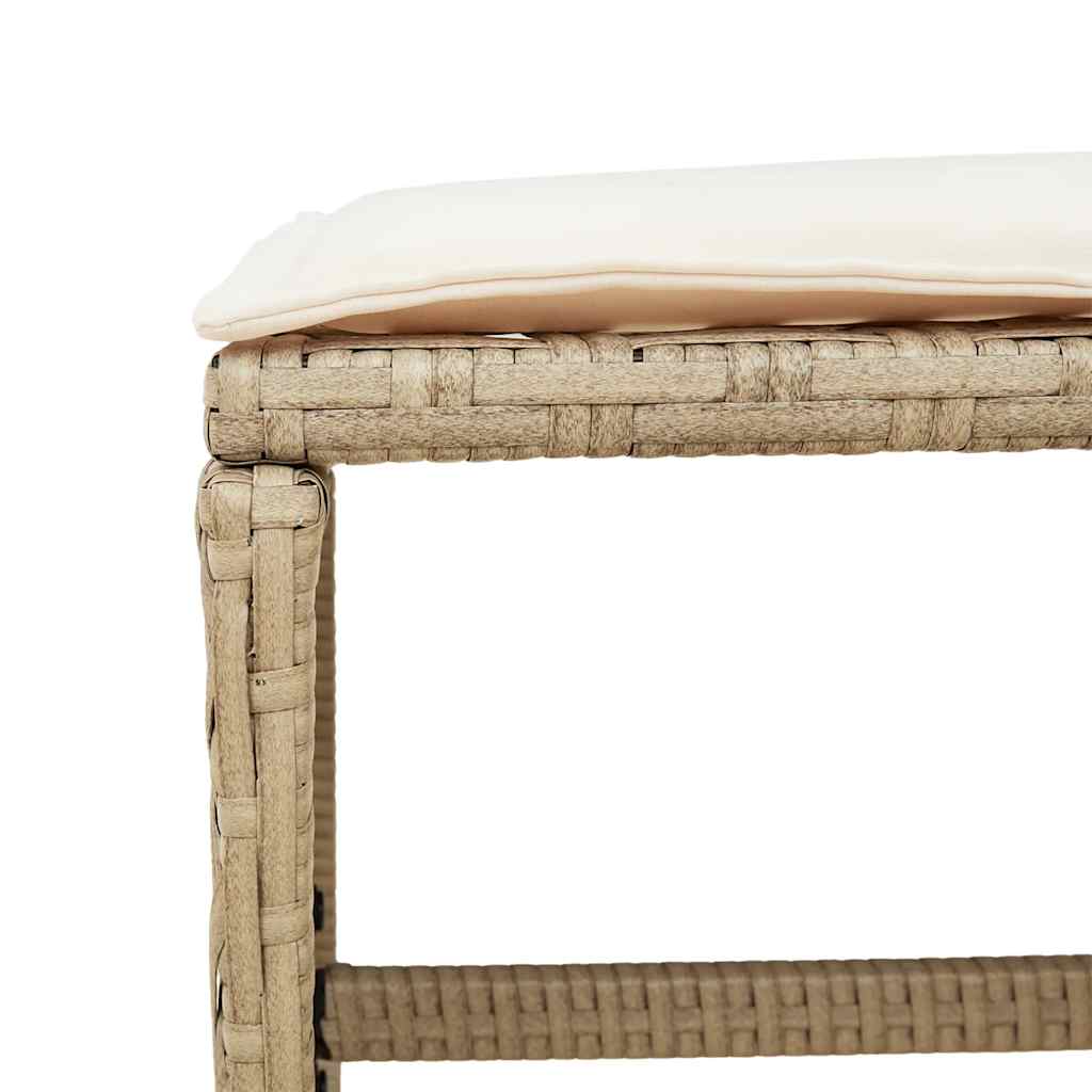 13 Piece Patio Dining Set with Cushions Beige Poly Rattan