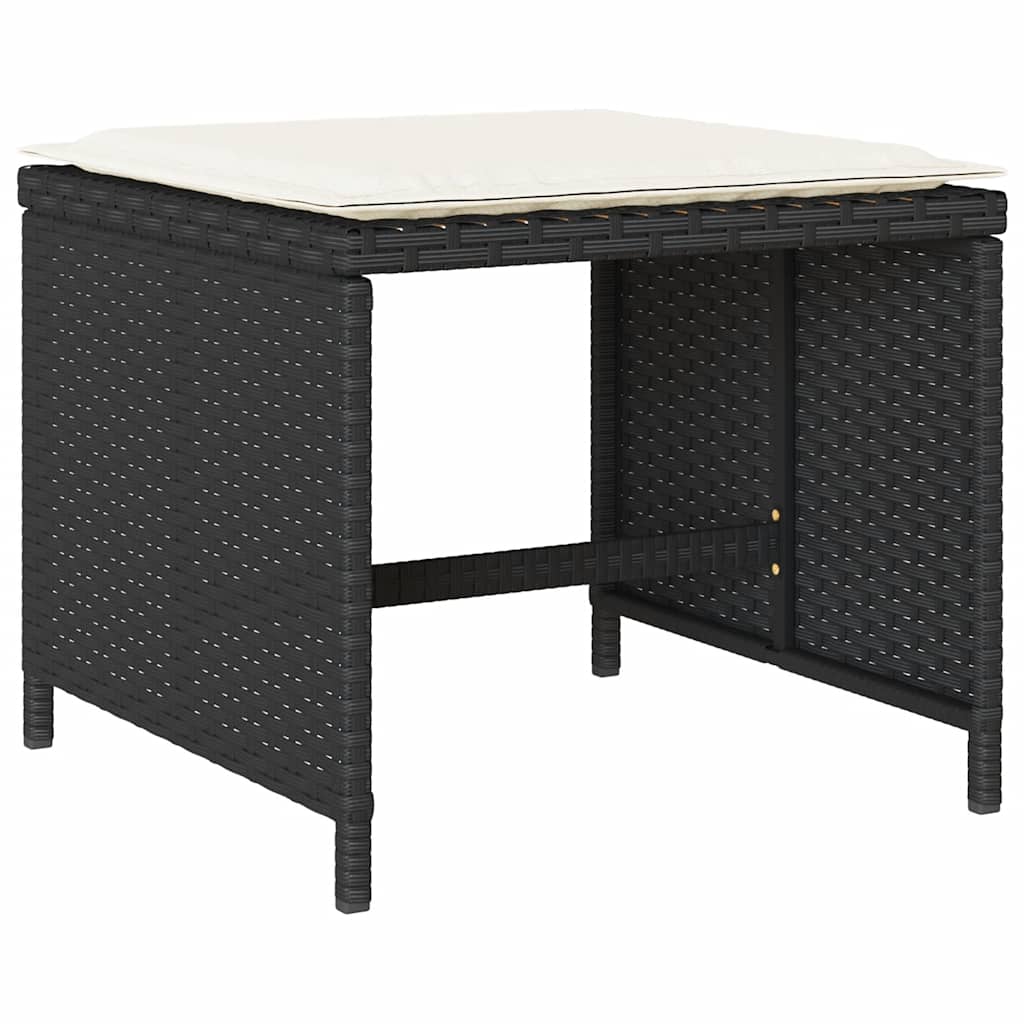 13 Piece Patio Dining Set with Cushions Black Poly Rattan