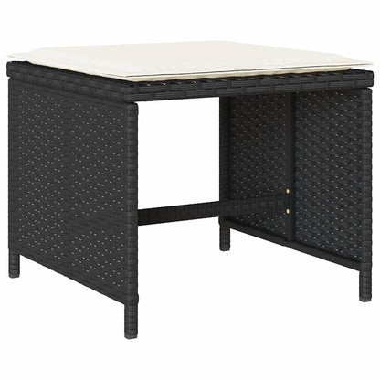 15 Piece Patio Dining Set with Cushions Black Poly Rattan