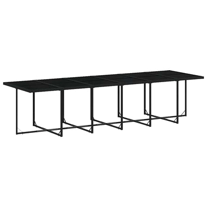 17 Piece Patio Dining Set with Cushions Black Poly Rattan