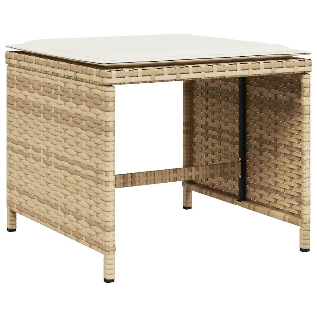 17 Piece Patio Dining Set with Cushions Beige Poly Rattan