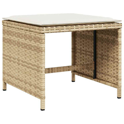 17 Piece Patio Dining Set with Cushions Beige Poly Rattan