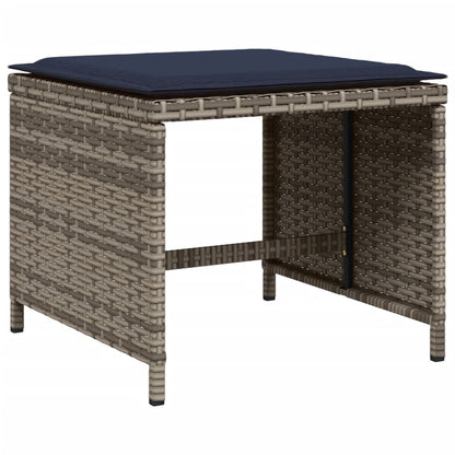 17 Piece Garden Dining Set with Cushions Grey Poly Rattan