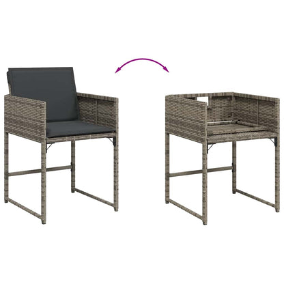 17 Piece Garden Dining Set with Cushions Grey Poly Rattan