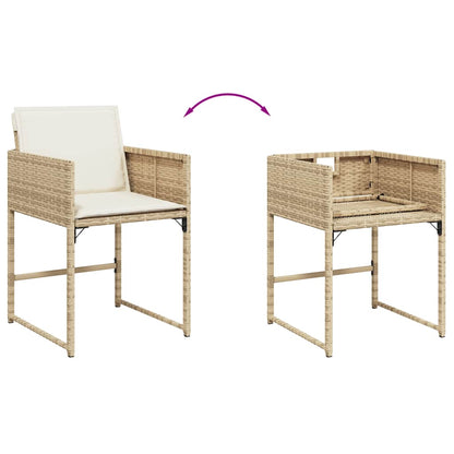17 Piece Garden Dining Set with Cushions Beige Poly Rattan