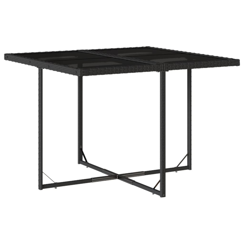 9 Piece Patio Dining Set with Cushions Black Poly Rattan