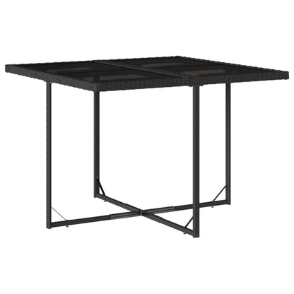 9 Piece Patio Dining Set with Cushions Black Poly Rattan