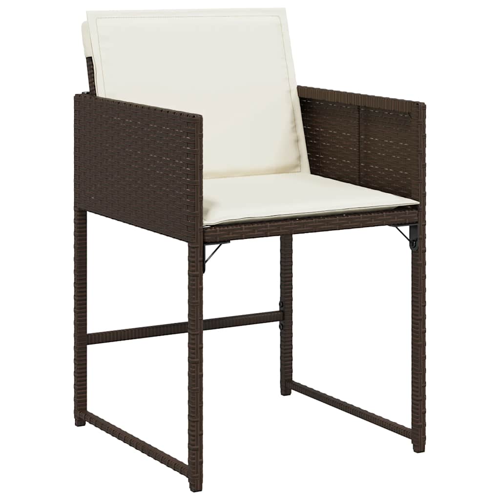 9 Piece Patio Dining Set with Cushions Brown Poly Rattan