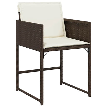 9 Piece Patio Dining Set with Cushions Brown Poly Rattan