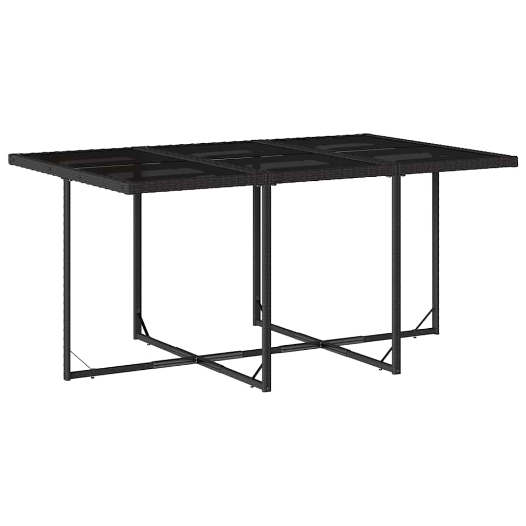 11 Piece Patio Dining Set with Cushions Black Poly Rattan