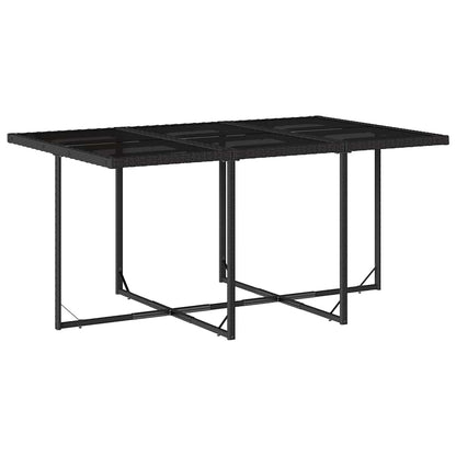 11 Piece Patio Dining Set with Cushions Black Poly Rattan