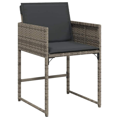 11 Piece Patio Dining Set with Cushions Gray Poly Rattan
