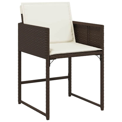 11 Piece Patio Dining Set with Cushions Brown Poly Rattan