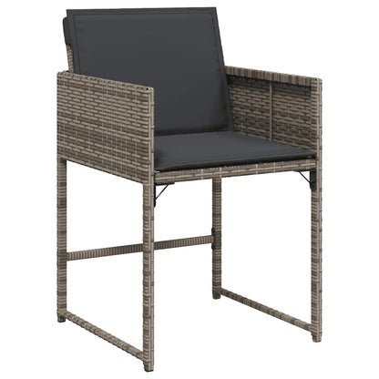 11 Piece Patio Dining Set with Cushions Gray Poly Rattan