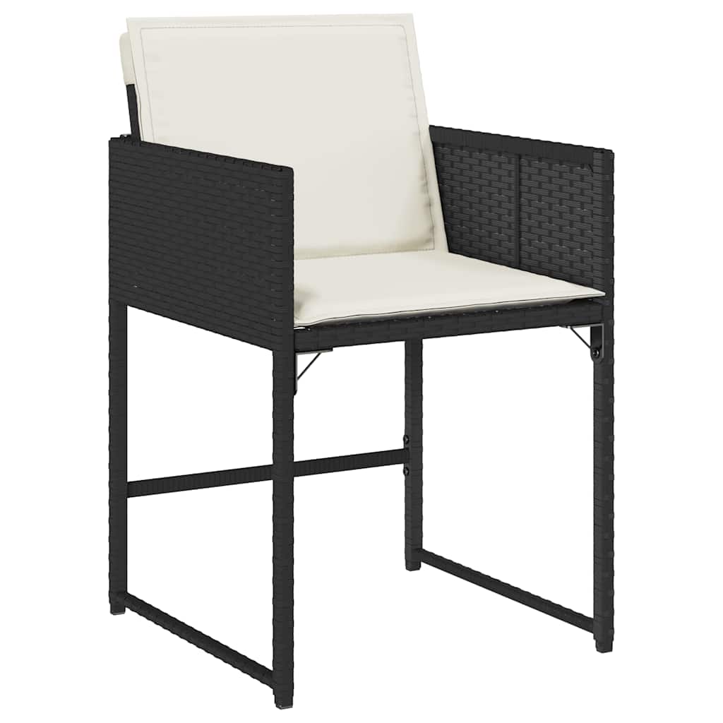 11 Piece Patio Dining Set with Cushions Black Poly Rattan