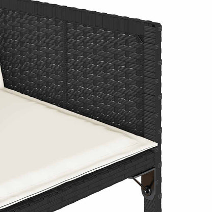 15 Piece Patio Dining Set with Cushions Black Poly Rattan