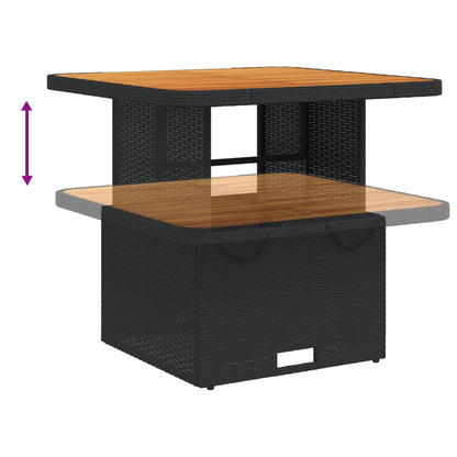 3 Piece Patio Dining Set with Cushions Black Poly Rattan
