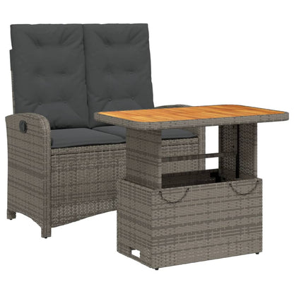 2 Piece Patio Dining Set with Cushions Gray Poly Rattan