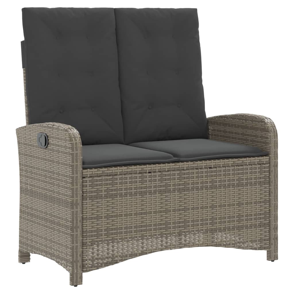 2 Piece Patio Dining Set with Cushions Gray Poly Rattan