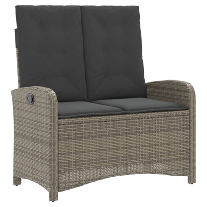 2 Piece Patio Dining Set with Cushions Gray Poly Rattan