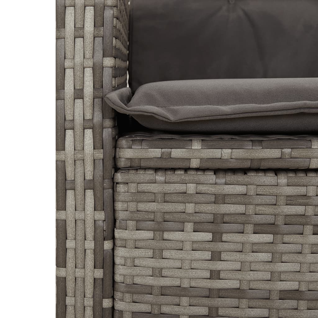 2 Piece Patio Dining Set with Cushions Gray Poly Rattan