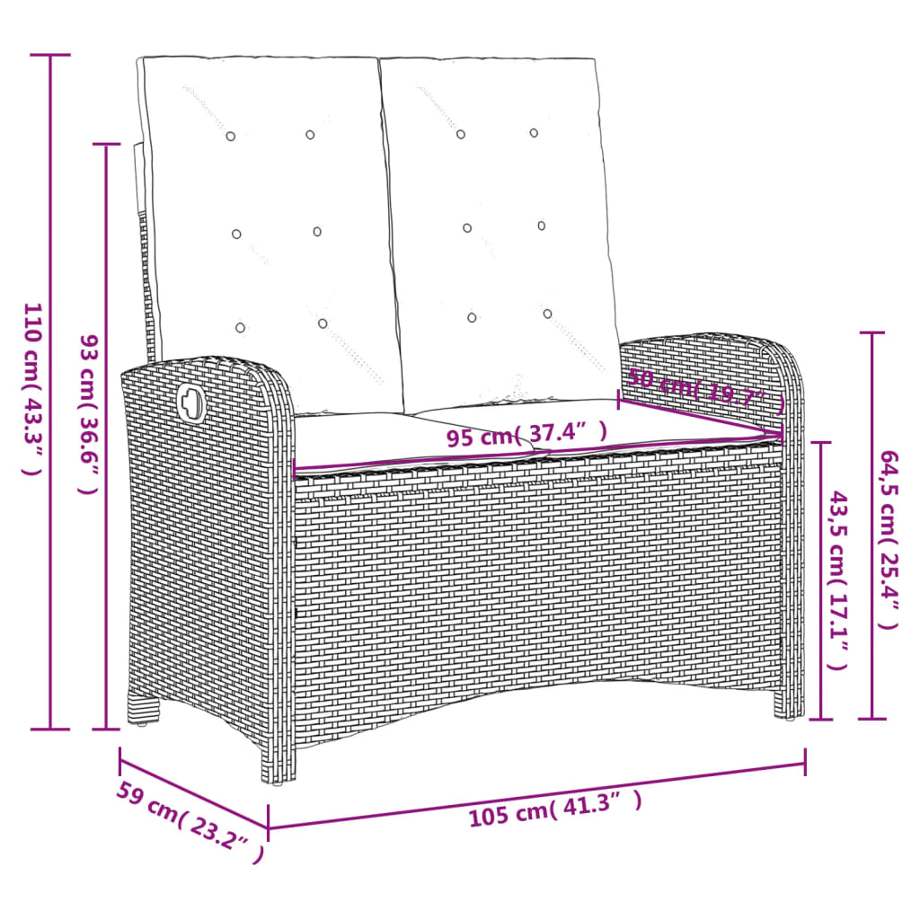 2 Piece Patio Dining Set with Cushions Gray Poly Rattan