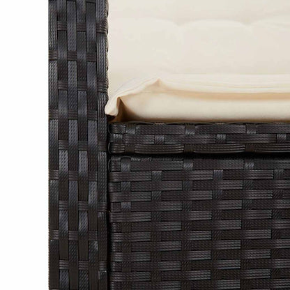 2 Piece Garden Dining Set with Cushions Black Poly Rattan