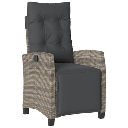 5 Piece Patio Dining Set with Cushions Gray Poly Rattan