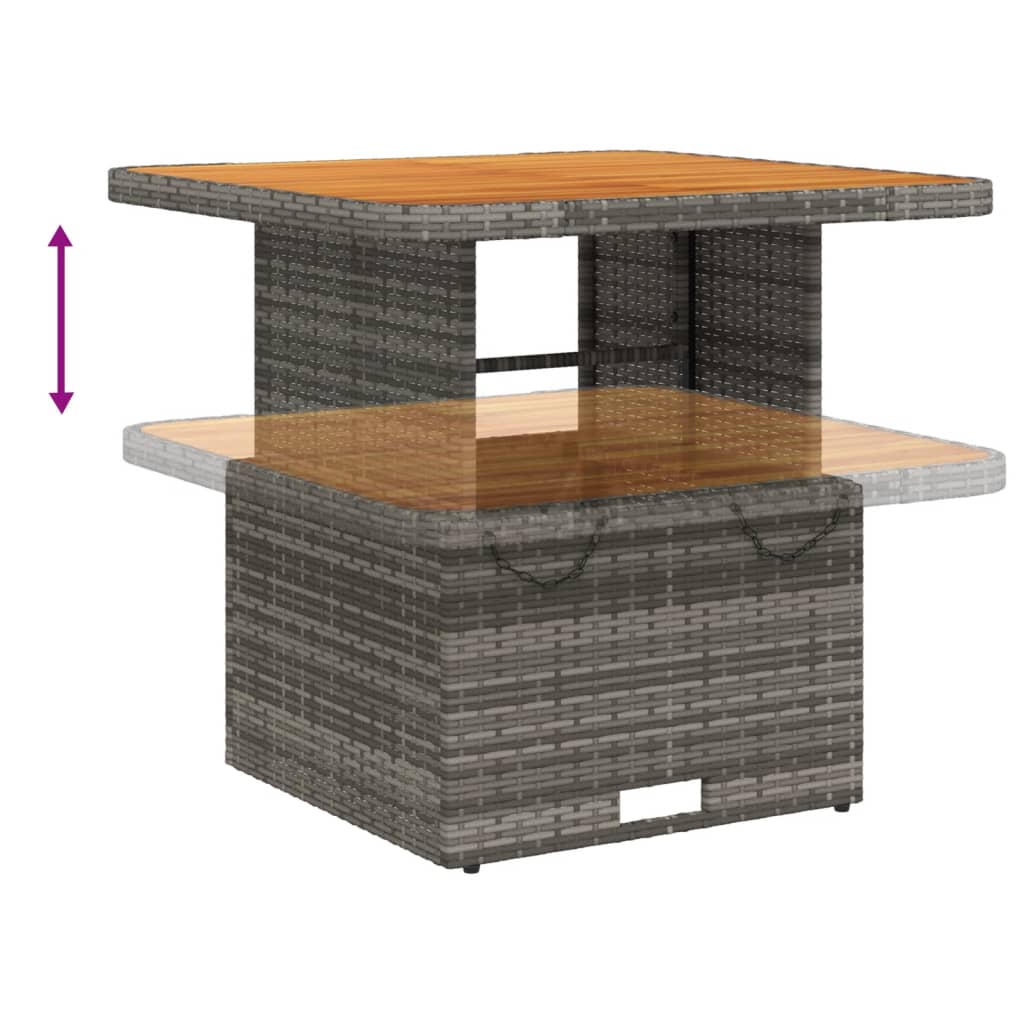 5 Piece Patio Dining Set with Cushions Gray Poly Rattan