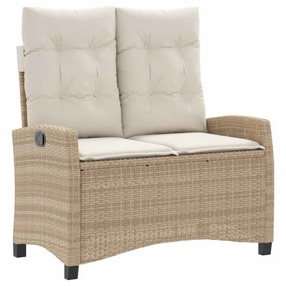 2 Piece Garden Dining Set with Cushions Beige Poly Rattan