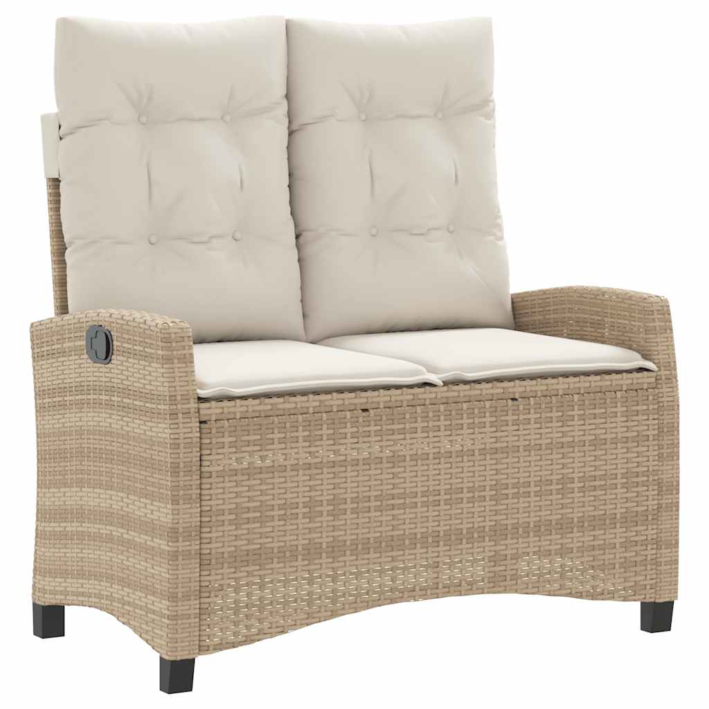 2 Piece Garden Dining Set with Cushions Beige Poly Rattan