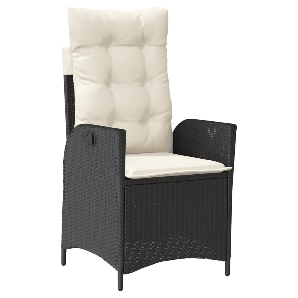 5 Piece Patio Dining Set with Cushions Black Poly Rattan