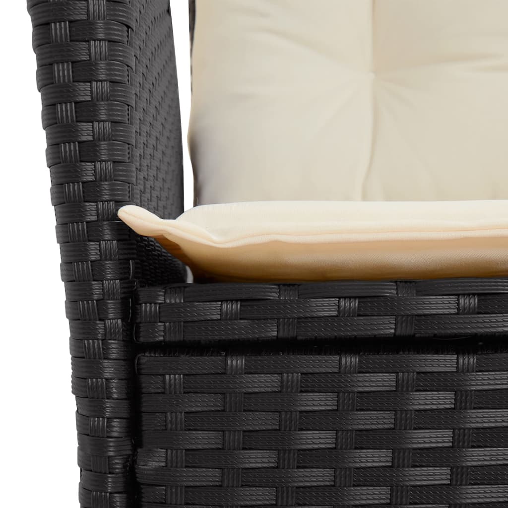 5 Piece Patio Dining Set with Cushions Black Poly Rattan